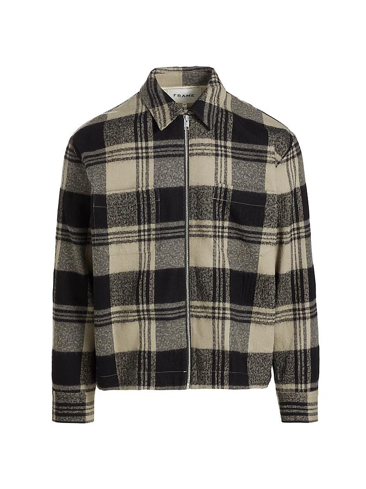 Spring Plaid Cotton-Wool Shirt Jacket