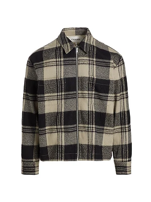 Spring Plaid Cotton-Wool Shirt Jacket