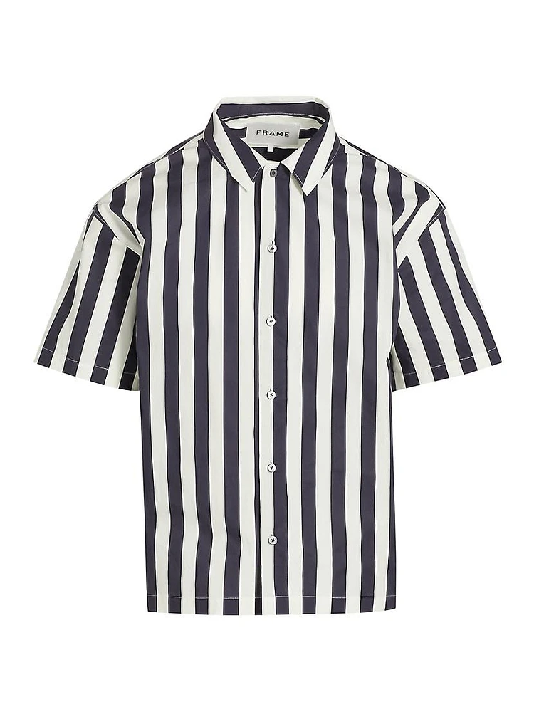 Striped Cotton Camp Shirt