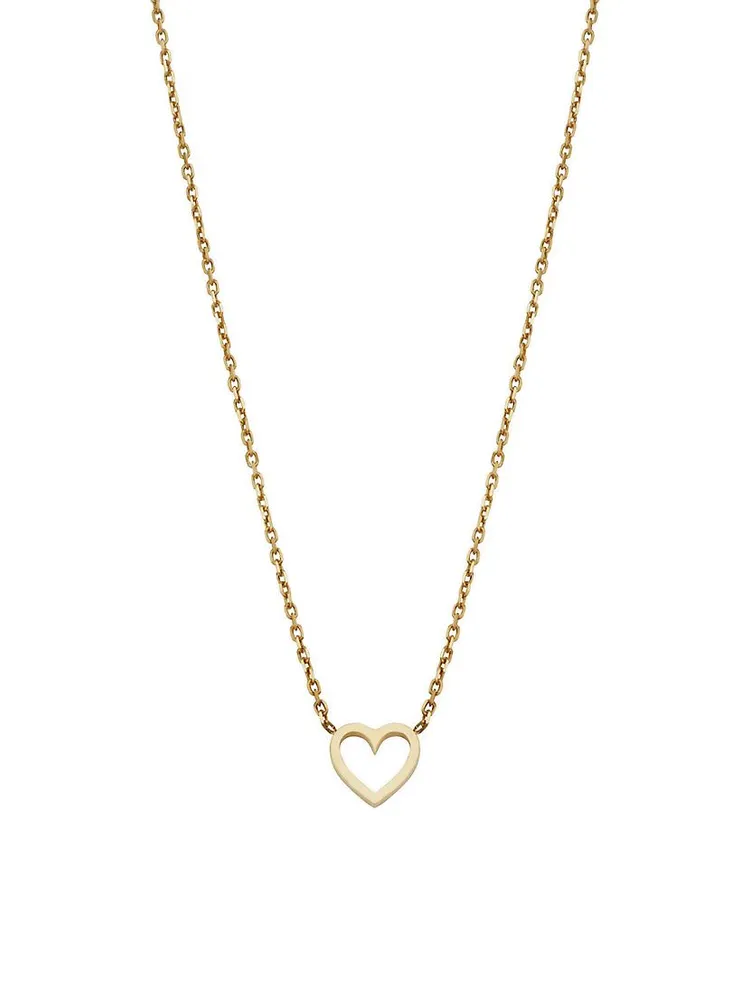 14K Yellow Gold Open Your Heart Pendant Necklace