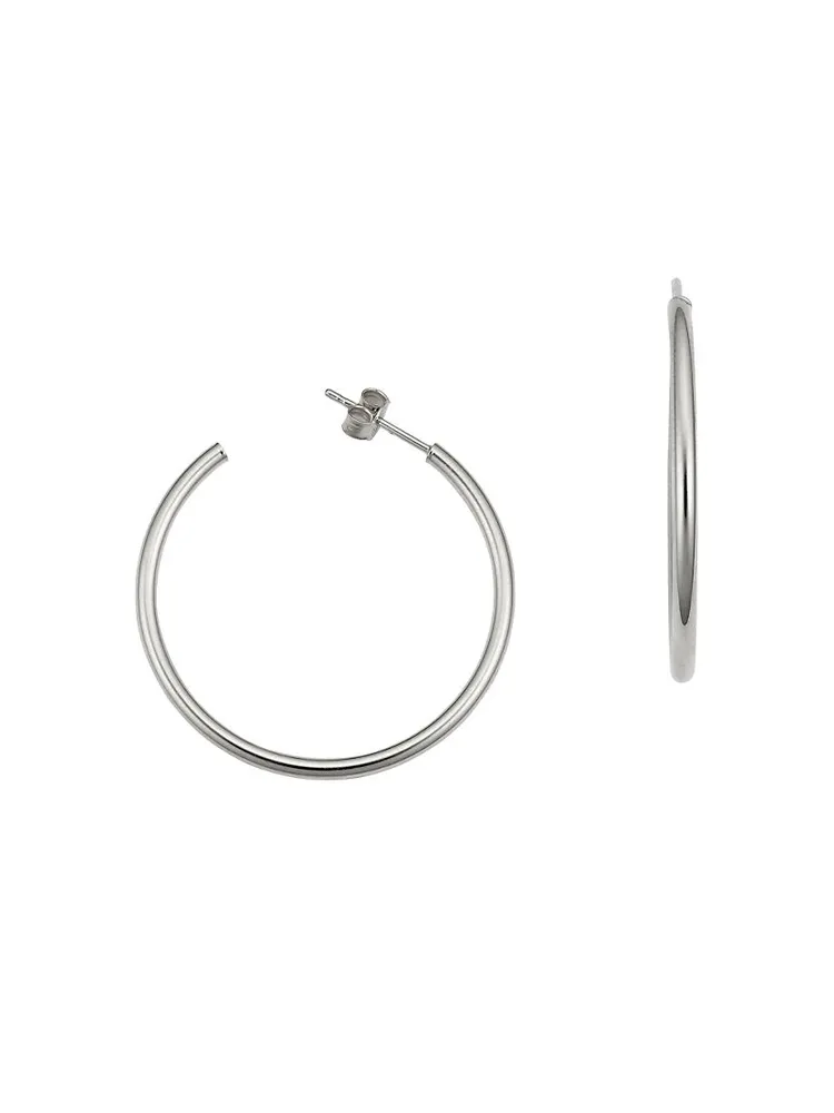 14K White Gold Sicily Open Hoops