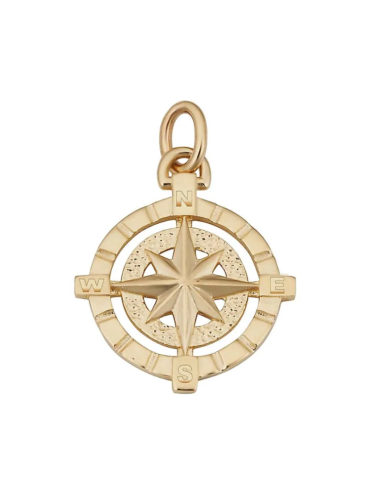 14K Yellow Gold Compass Rose Pendant Charm