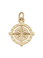 14K Yellow Gold Compass Rose Pendant Charm