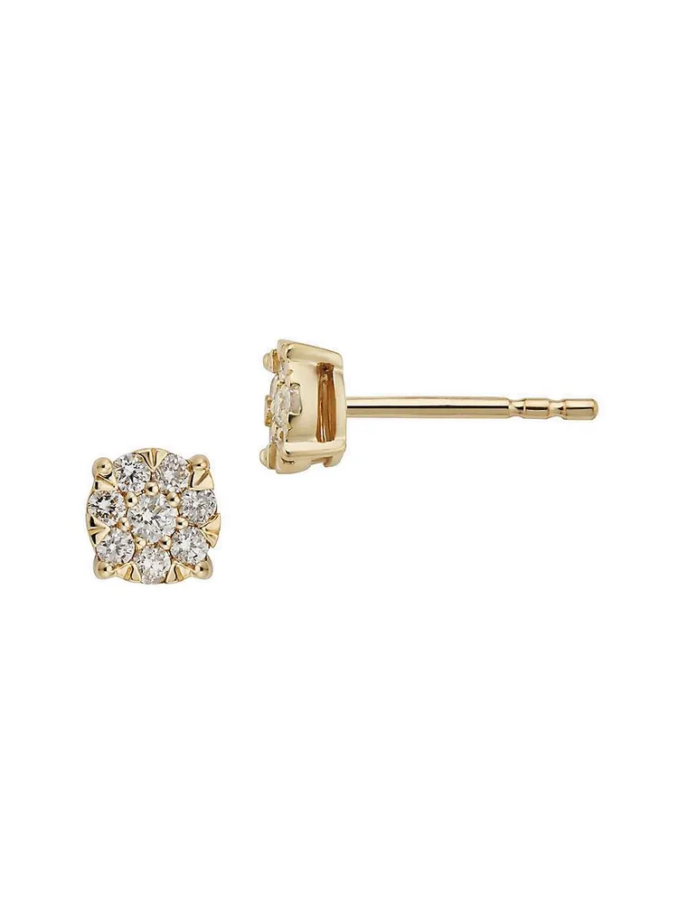 14K Yellow Gold Blossom Diamond Studs