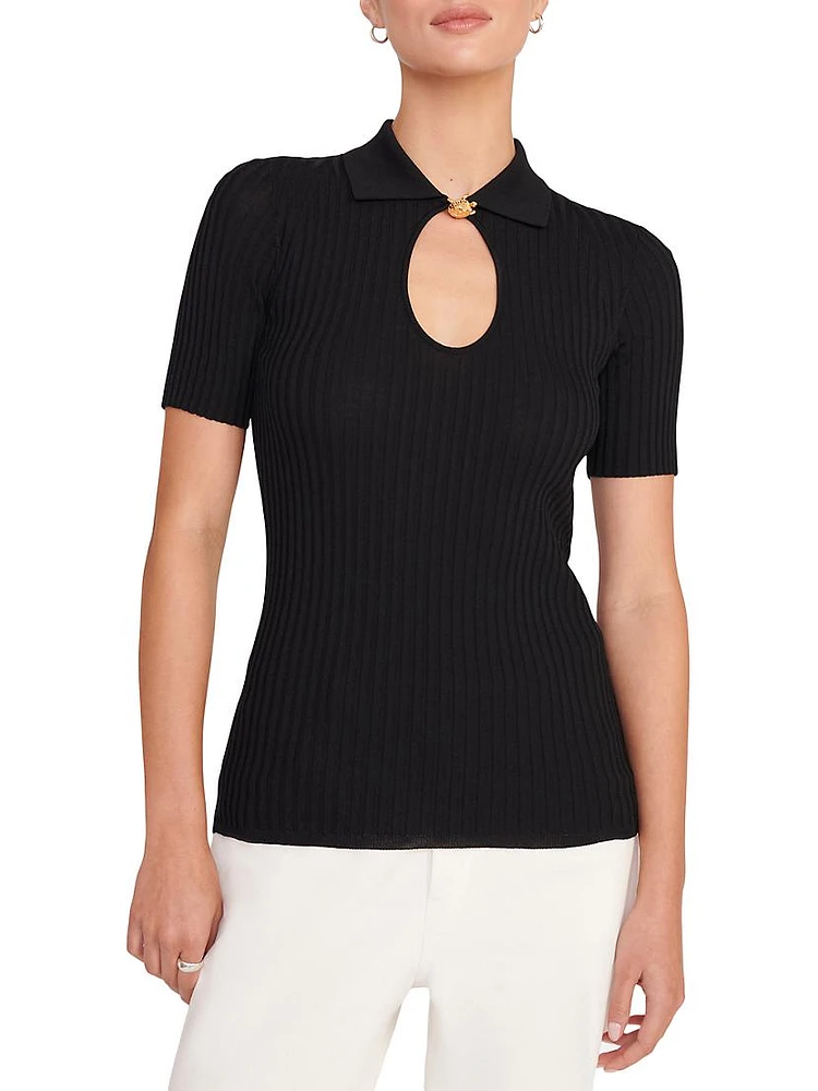 Cataleya Ribbed Cut-Out Top