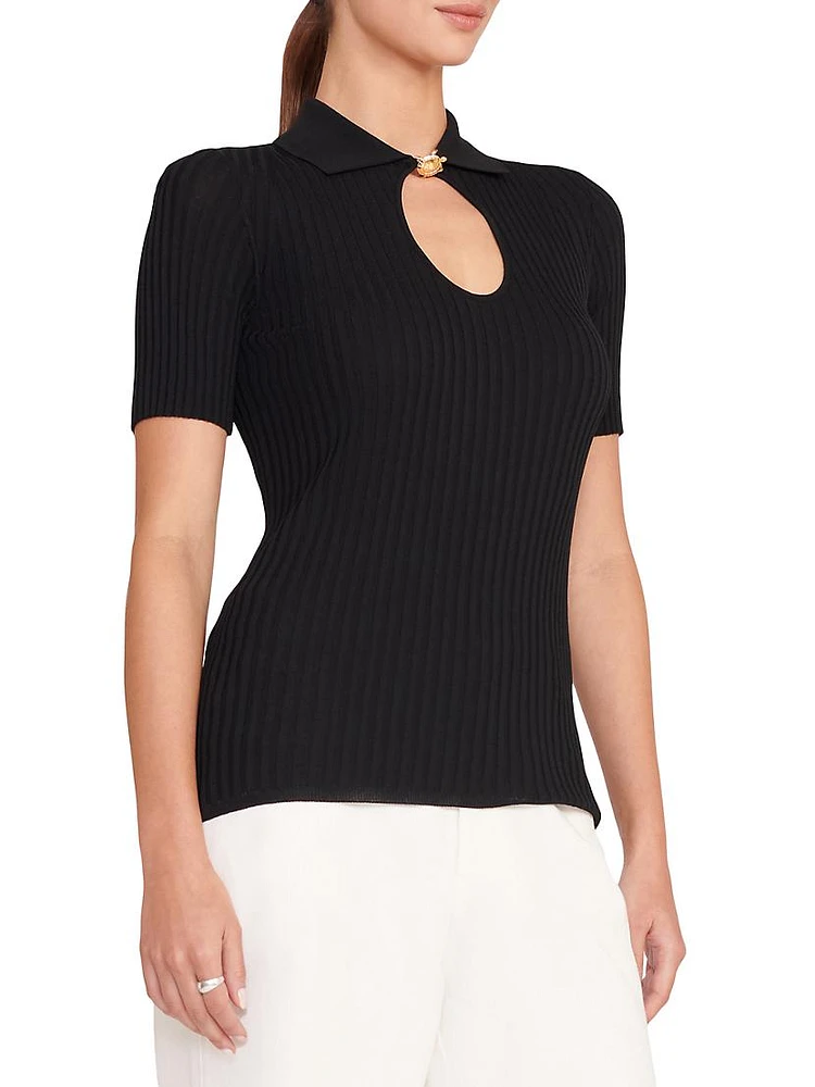 Cataleya Ribbed Cut-Out Top