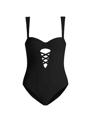 Paris Lace-Up Balconette One-Piece Swimsuit