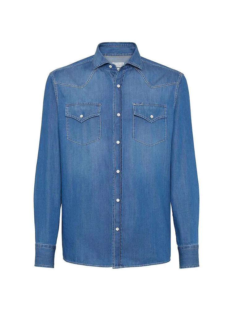 Lightweight Denim Easy Fit Western Shirt