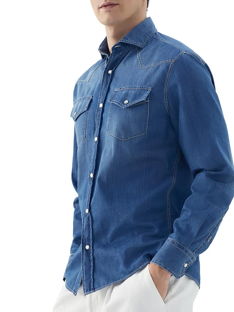 Lightweight Denim Easy Fit Western Shirt