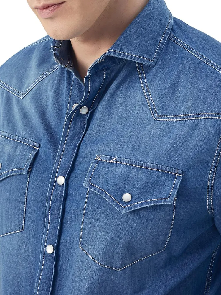 Lightweight Denim Easy Fit Western Shirt