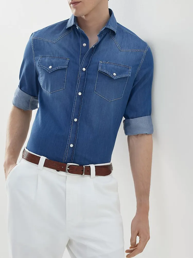 Lightweight Denim Easy Fit Western Shirt