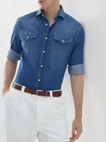 Lightweight Denim Easy Fit Western Shirt