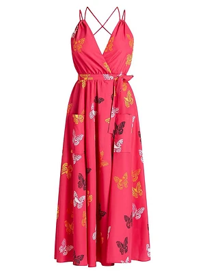 Amelia Paisley Butterfly Surplice Maxi Dress