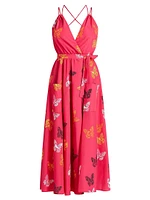 Amelia Paisley Butterfly Surplice Maxi Dress