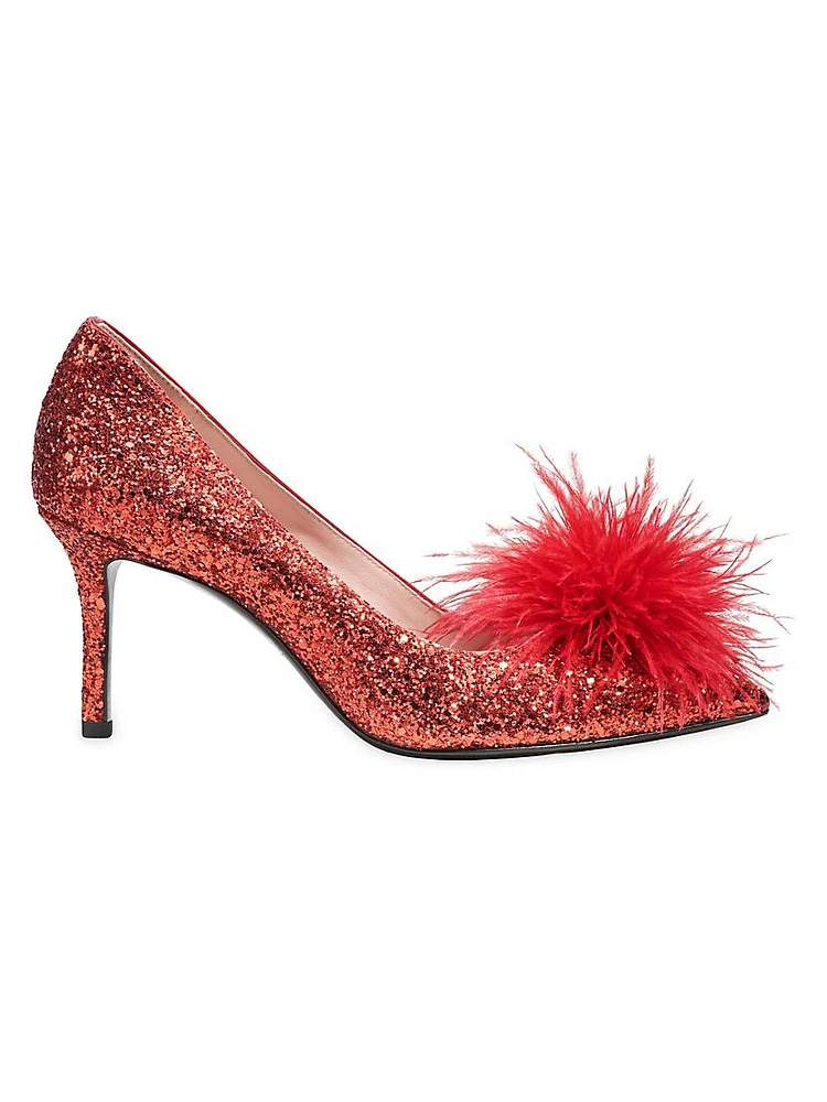 Marabou 75MM Glitter Pumps