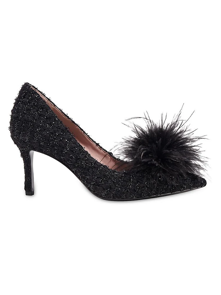 Marabou Tweed Feather Pumps