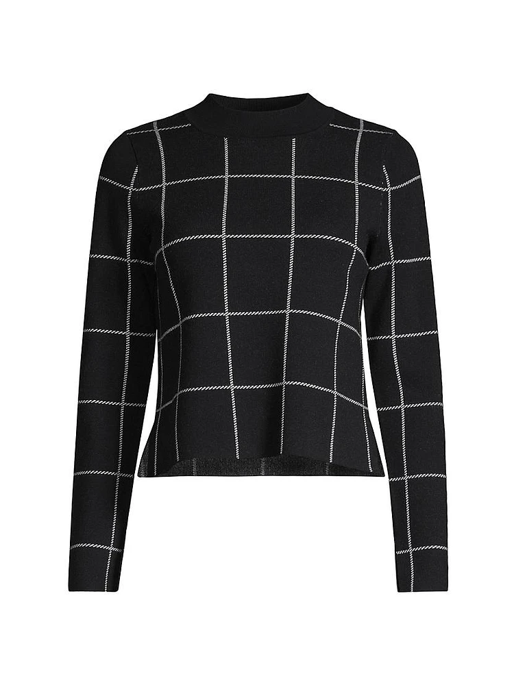 Ines Windowpane Long-Sleeve Top