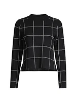 Ines Windowpane Long-Sleeve Top