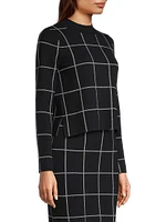 Ines Windowpane Long-Sleeve Top