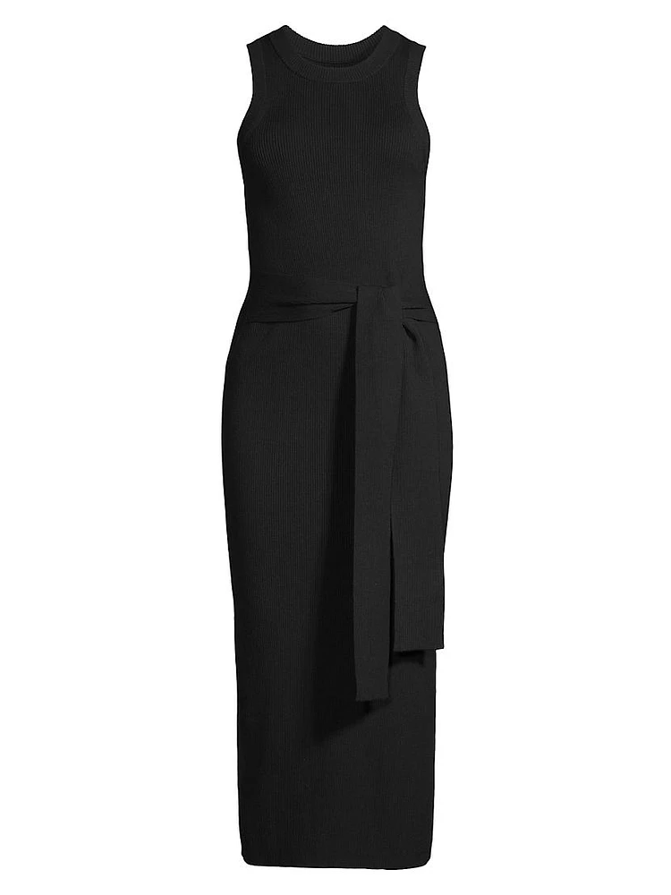 Rib-Knit Sleeveless Midi-Dress