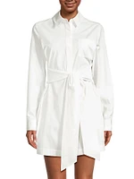 Cotton Poplin Tie-Front Shirtdress