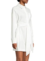 Cotton Poplin Tie-Front Shirtdress