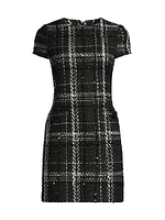 Annie Plaid Tweed Short-Sleeve Minidress