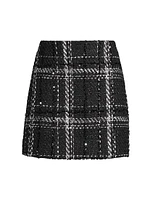 Maris Sequined Plaid Tweed Miniskirt