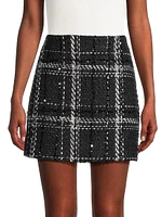 Maris Sequined Plaid Tweed Miniskirt