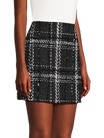 Maris Sequined Plaid Tweed Miniskirt