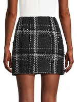 Maris Sequined Plaid Tweed Miniskirt