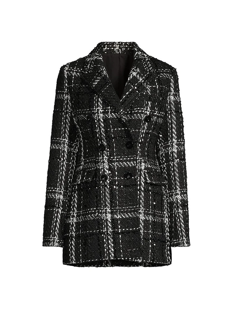 Mia Plaid Tweed Double-Breasted Blazer