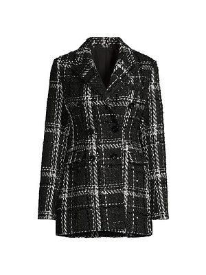 Mia Plaid Tweed Double-Breasted Blazer