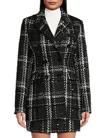 Mia Plaid Tweed Double-Breasted Blazer