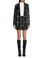 Mia Plaid Tweed Double-Breasted Blazer