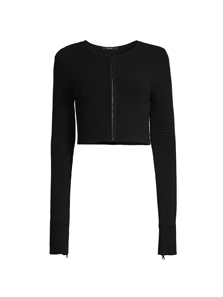 Mabel Cropped Zip-Front Jacket