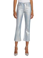 Le Crop Mini Metallic Flare Jeans