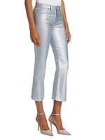 Le Crop Mini Metallic Flare Jeans