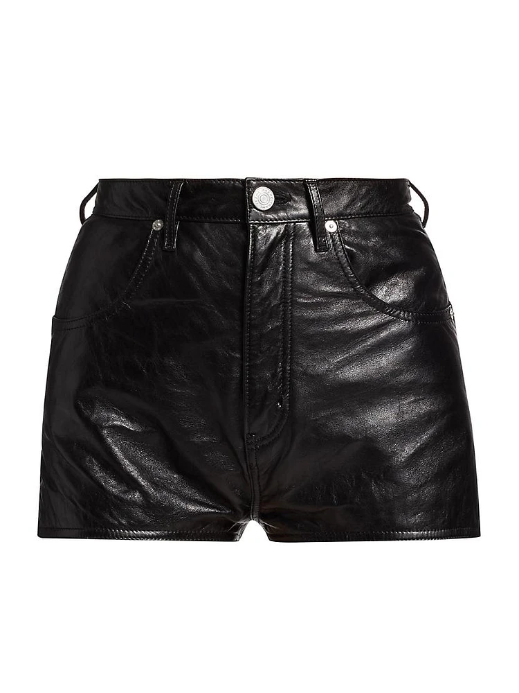 Leather Side-Slit Shorts