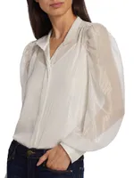 Gillian Silk-Blend Long-Sleeve Blouse