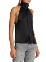 Silk Sleeveless Mock Turtleneck Blouse