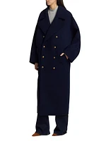 Double-Breasted Wool Cocoon Coat