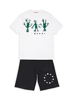 Little Kid's & Logo Cotton Shorts