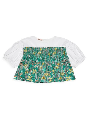 Little Girl's & Floral Layered Top