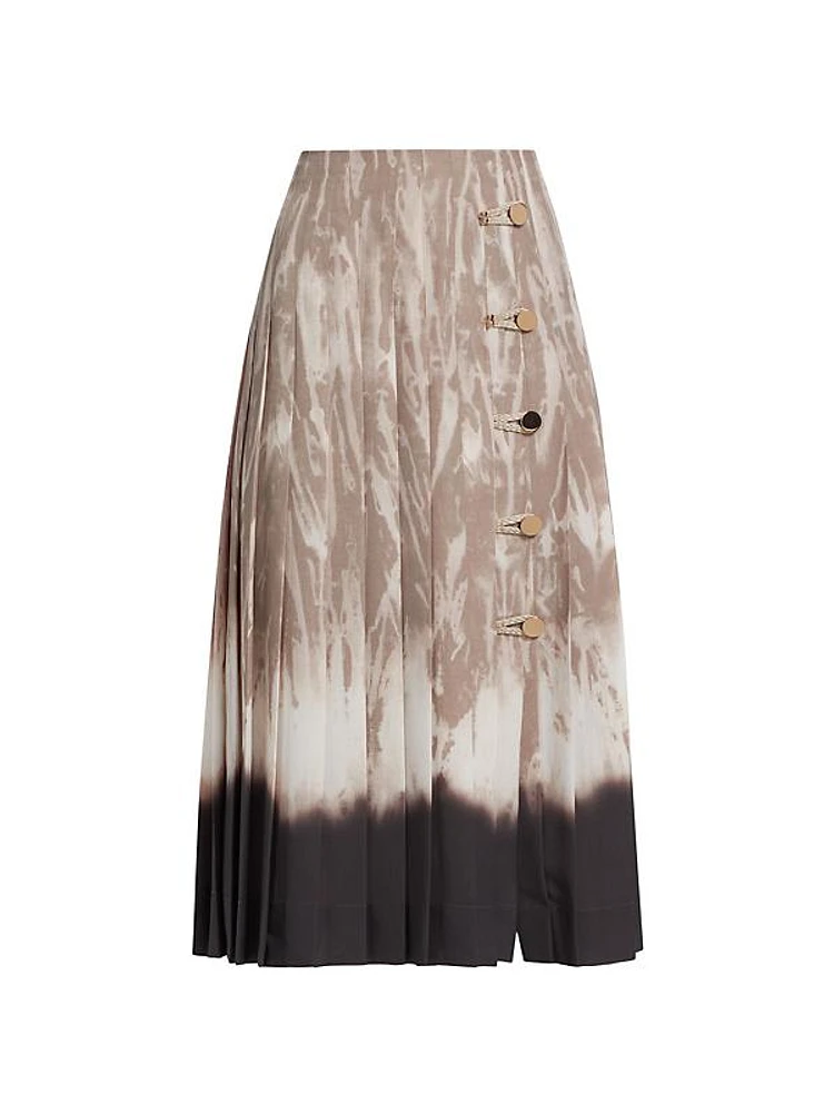 Tullius Abstract Print Pleated Midi-Skirt