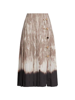 Tullius Abstract Print Pleated Midi-Skirt