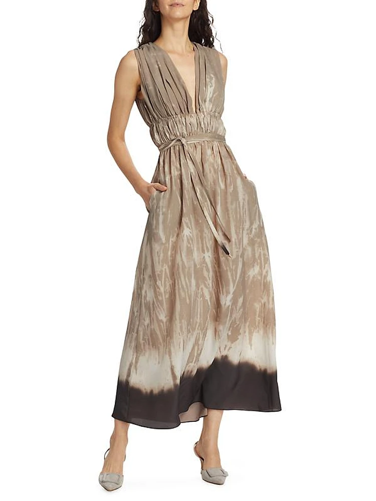 Fiona Abstract Sleeveless Midi-Dress