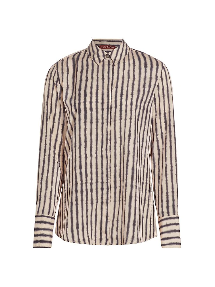 Chika Tie-Dye Stripe Silk Shirt