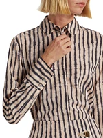 Chika Tie-Dye Stripe Silk Shirt