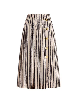 Tullius Tie-Dye Stripe Pleated Midi-Skirt